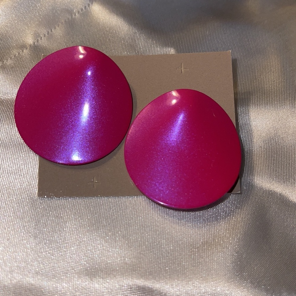 Vintage (1990) Avon Neon Brights Pierced Earrings Pink Shimmer - Picture 3 of 3